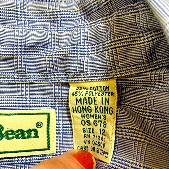 L. L. Bean Classic Glen plaid button front shirt, blue/White, 12 - Picture 6 of 6